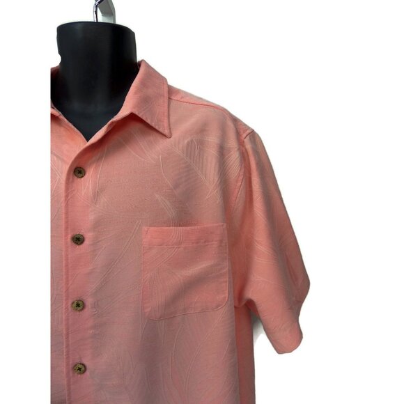 Caribbean Men's Button Down Shirt XLT Extra Large Tall Salmon Pink Embossed - Picture 3 of 7